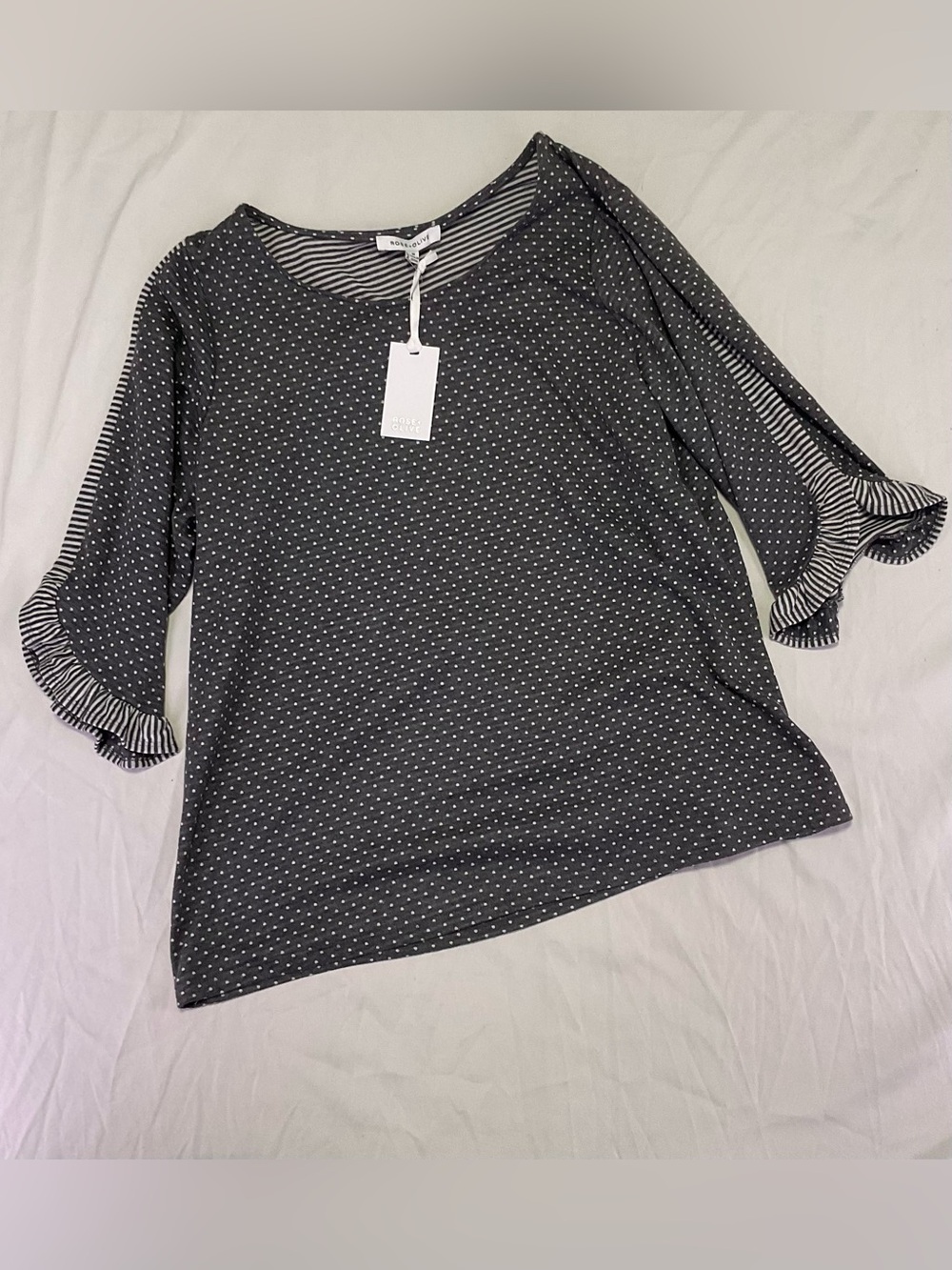 Rose + Olive Polka Dot Top size XL